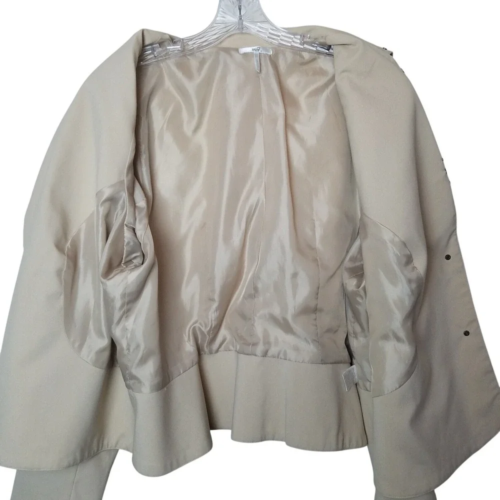 Metro 7 Sand Beige Studded Open Front Blazer Jacket 22W 24W Professional Western